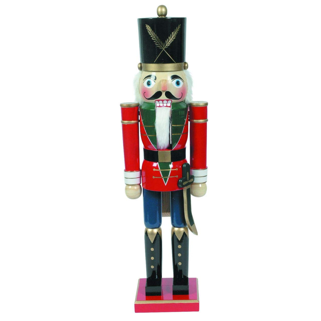 Nussknacker Figur gross XXL / 80 cm/Soldat mit Säbel rot-blau/Deko Figur Nussknacker Holz/handbemalt