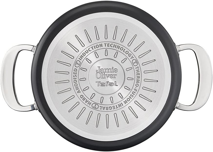 Tefal H9124644 Kochtopf, 24 cm, Jamie Oliver, harteloxiert, Aluminium, Schwarz 24cm Stewpot + Lid, 2