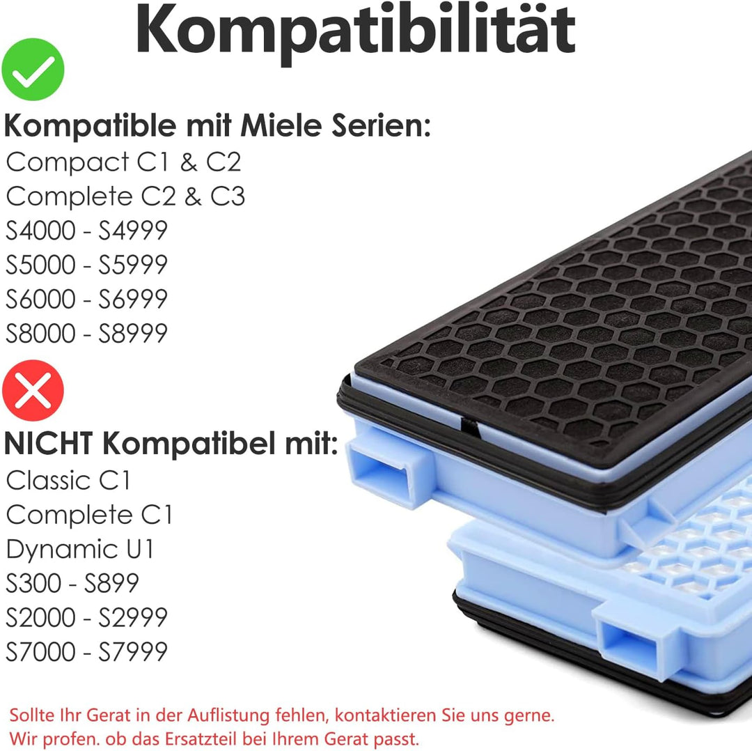 Zubehörset Filter für Miele Staubsauger [Compact C1&C2, Complete C2&C3, S8340], 3 GN Staubsaugerbeut
