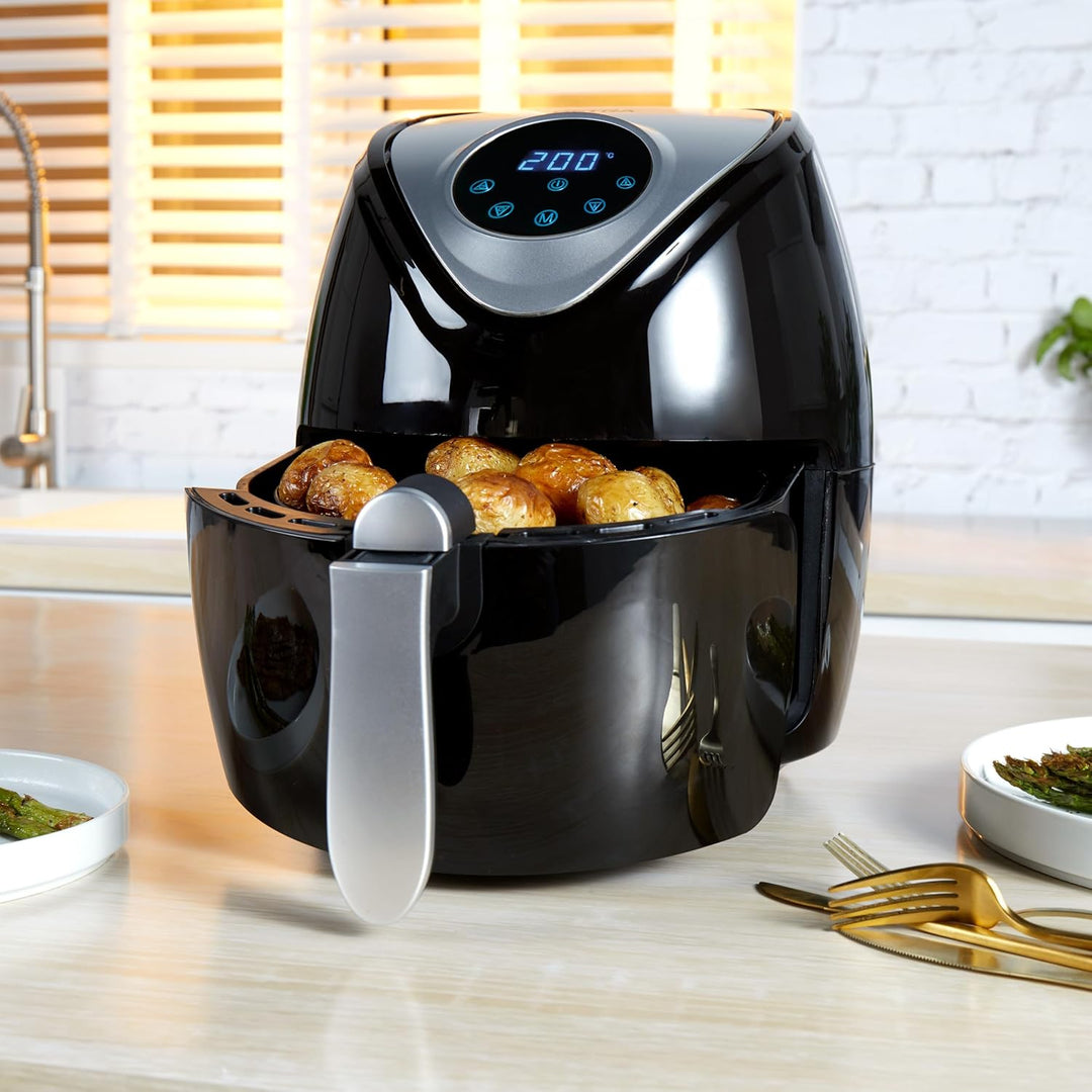 Petra Heissluftfritteuse XXL Airfryer 4,5L Digital, Luftfritteuse mit Timer, Antihaft Kochkorb, 7 Ko