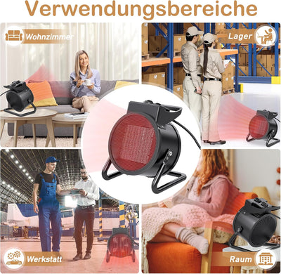 YRHome 3000W Keramik Heizgerät Heizlüfter Elektroheizer Heizer Schnellheizer Elektroheizgebläse Bauh