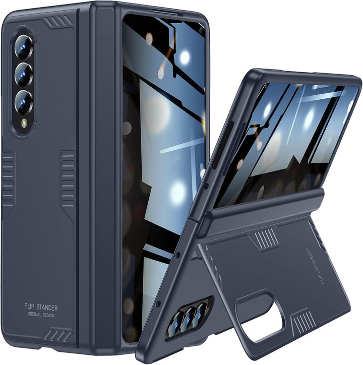 for Samsung Galaxy Z Fold 4 Ständer Hülle mit Privatsphäre Bildschirmschutz, Scharnier Schutz, Displ