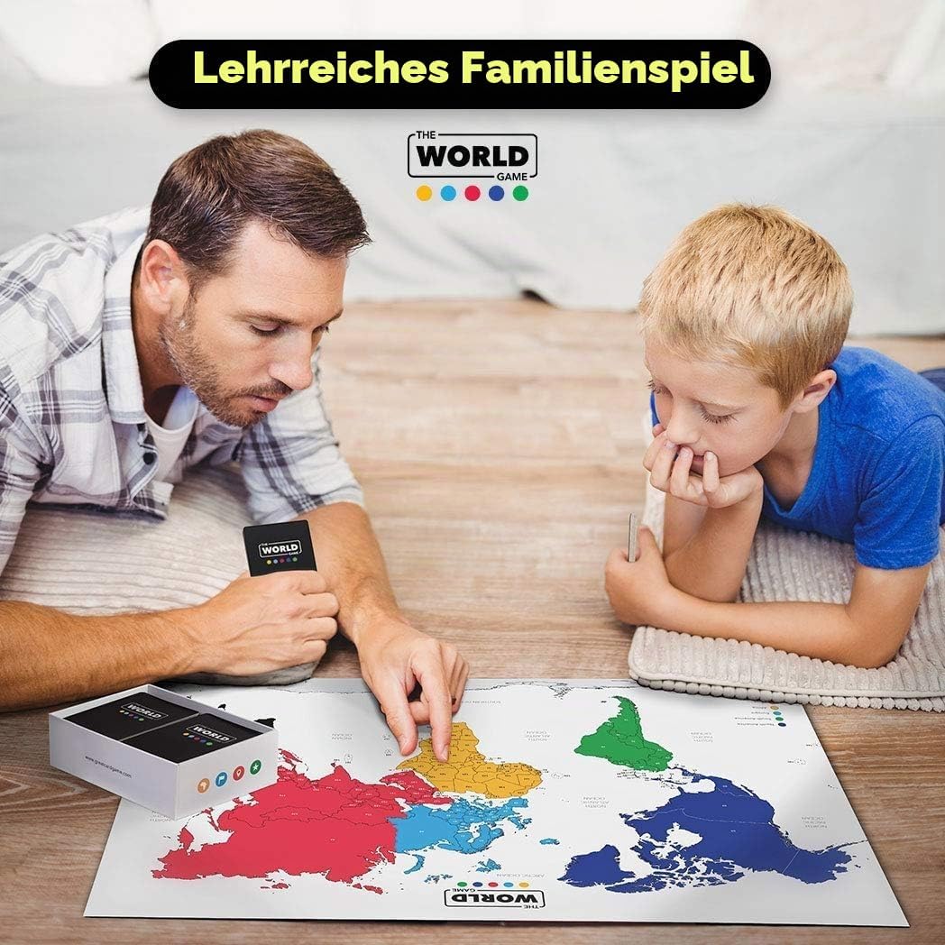 The World Game - English - Geographie Kartenspiel - Lernspiel für Kinder, Familie und Erwachsene - W