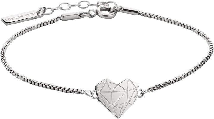 LIEBESKIND Damen Armband Herz Edelstahl Silber 20 cm, Silber