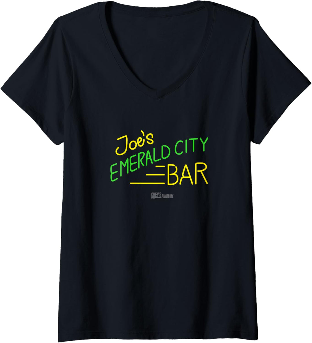 Grey's Anatomy Joe's Smaragdgrüne Stadtbar T-Shirt mit V-Ausschnitt