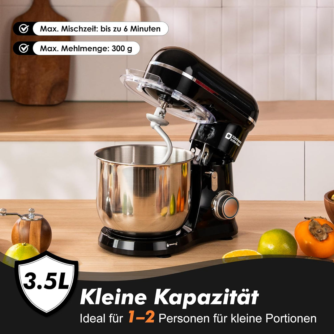Kitchen in the box Kompakte Küchenmaschine 3,5 L, Rührmaschine & Knetmaschine mit 10 Geschwindigkeit