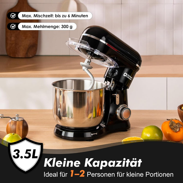Kitchen in the box Kompakte Küchenmaschine 3,5 L, Rührmaschine & Knetmaschine mit 10 Geschwindigkeit