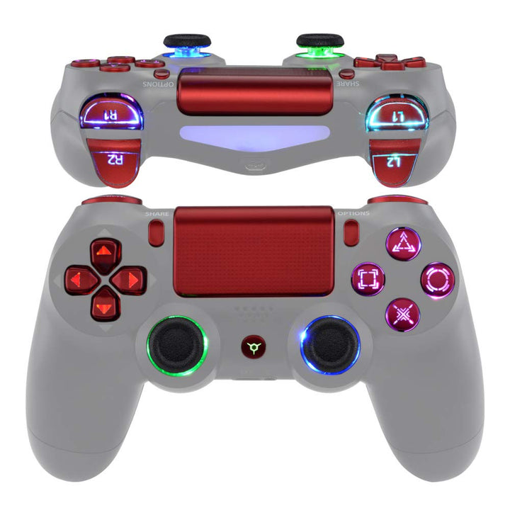 eXtremeRate Tasten für ps4 Knöpfe D-Pad Trigger Thumbsticks Buttons DTFS LED Kit kompatibel mit ps4