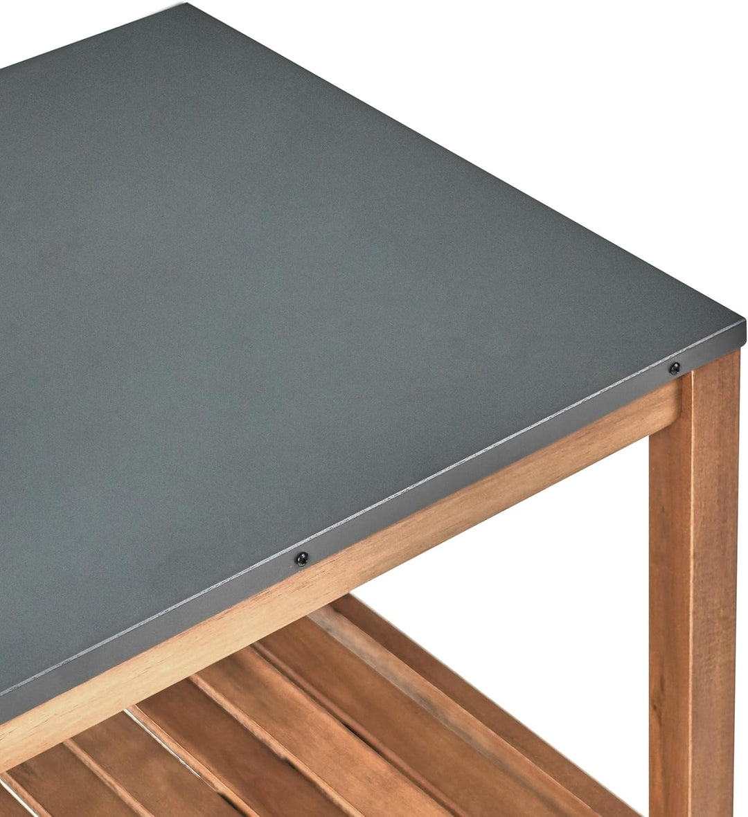 Beliani Outdoor-Kücheninsel Akazienholz braun schmal 50x50x83 cm mit Regalen Brucoli