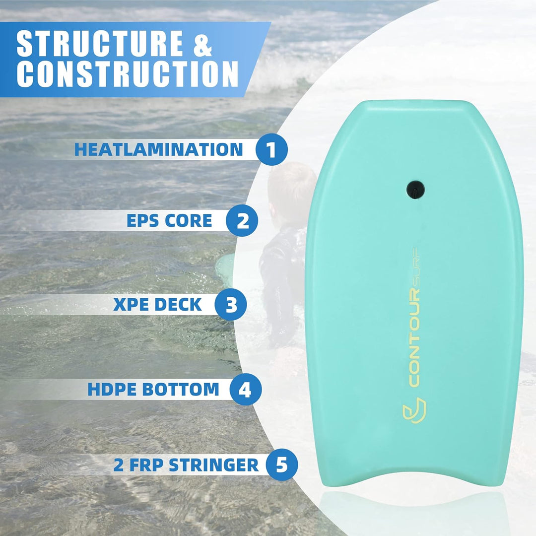 Reed Body Board Bodyboard für Strand, Kinder, Leichter EPS-Core, Doppelk, doppeltes Drehgelenk, gewi