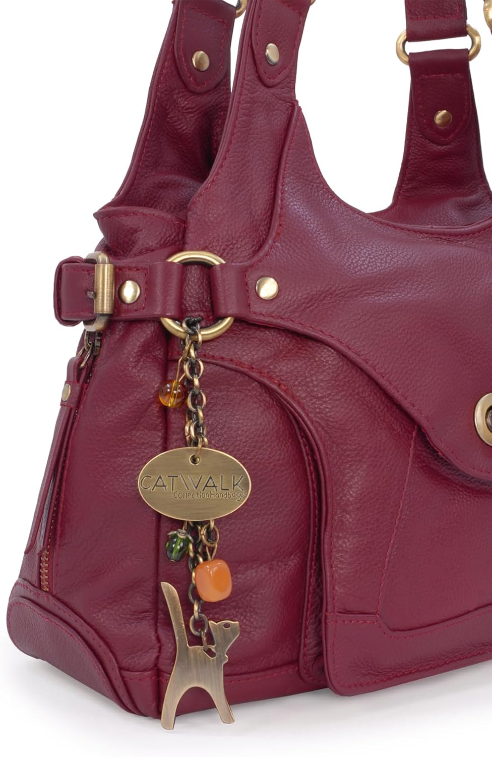 Catwalk Collection Handbags - Leder - Umhängetasche/Schultertasche - ROXANNA Rot, Rot
