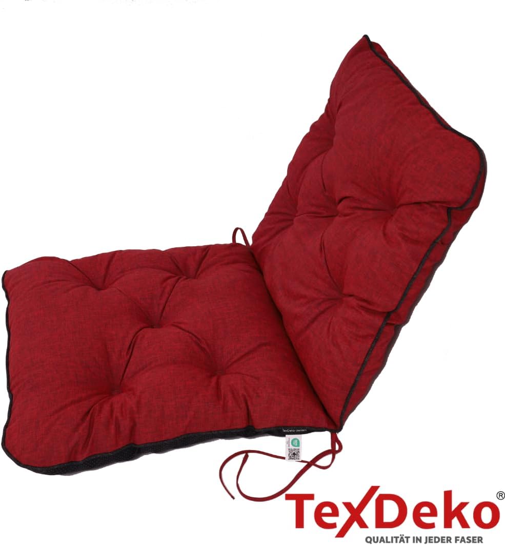 TexDeko® Ecolen Niedriglehner Auflage für Gartenstuhl 50x50x50cm Leinenstruktur hochwertig gepolster