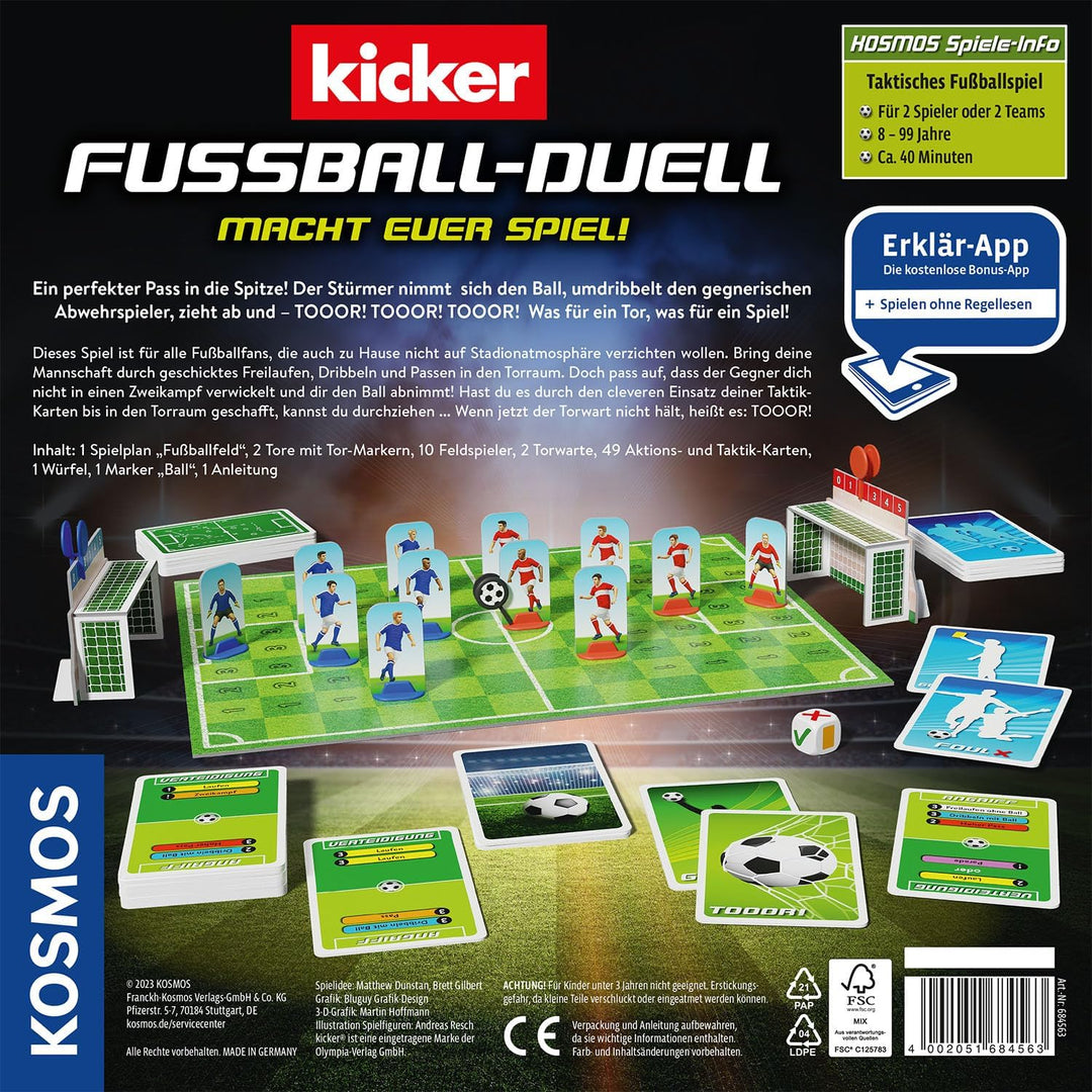 KOSMOS 684563 Kicker Fussball Duell - Macht euer Spiel! Taktisches Fussball Brettspiel für 2 Persone