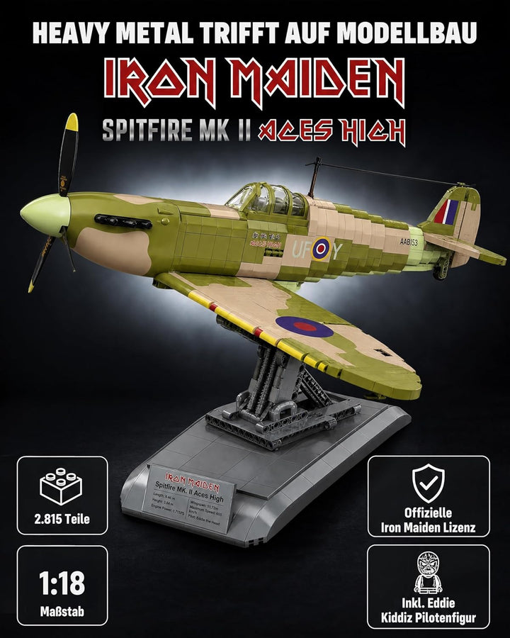 Revell Brick System Iron Maiden Spitfire MK.II Aces High | Klemmbaustein Set 1:18 mit 2802 Teilen |