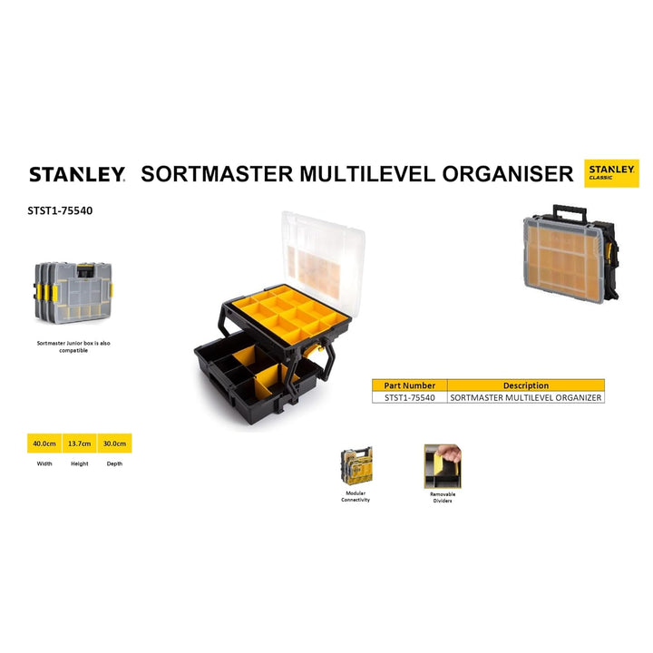 Stanley Sortmaster Organizer Multi-Level (Zwei-Ebenen-Organizer, transparenter Deckel, herausnehmbar