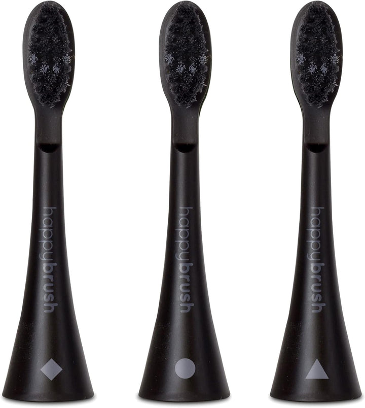 happybrush® Nachhaltige Aufsteckbürsten für elektrische Schall-Zahnbürste Eco VIBE 3 - Allblack - 3x