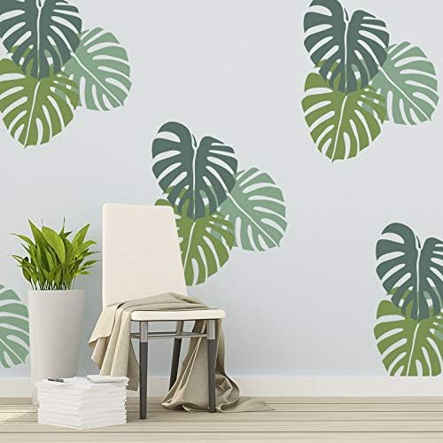 Wiederverwendbare Wandschablone aus Kunststoff // Tropisch - Monstera - Palmblatts // Muster Schablo