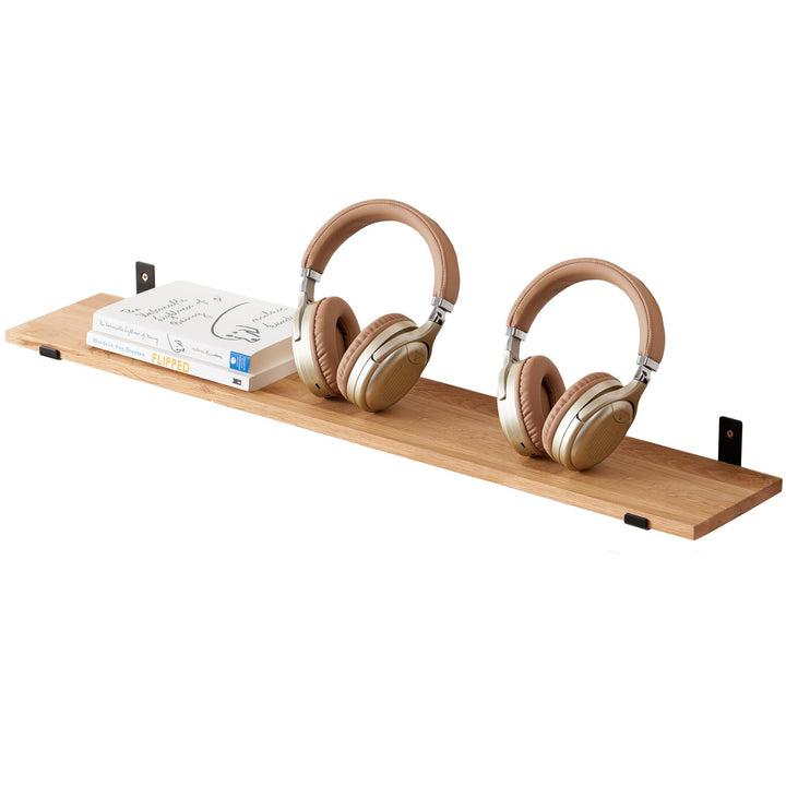 TREOAKWIS Schweberegal aus Eiche Massiv, Wandregal Holz Regale 90cm Wandboard für Badezimmer, Schlaf