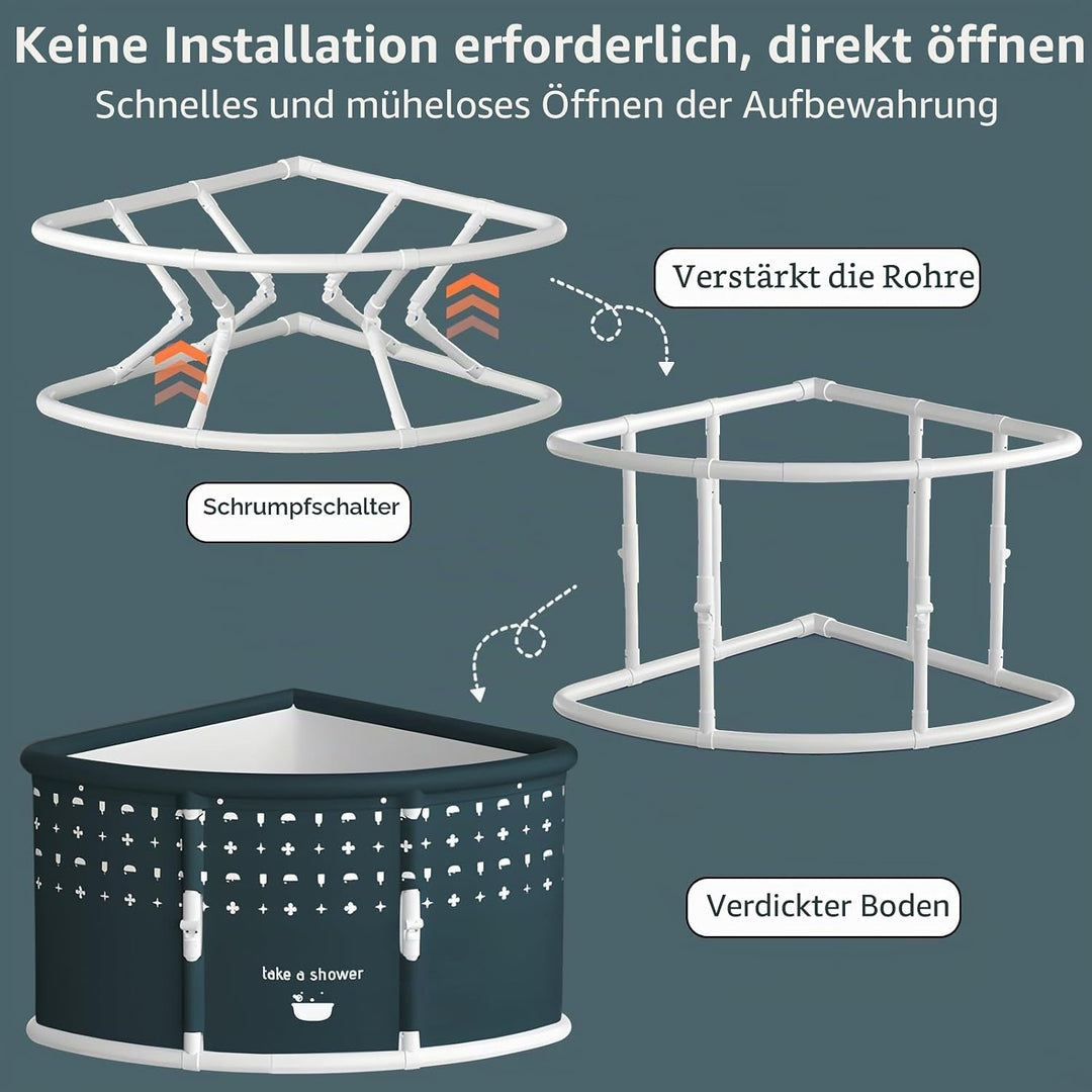 Space sparende Faltbadewanne für Erwachsene-fächerförmige, 70 cm x 70 cm x 55 cm, verdicktes PVC-Mat