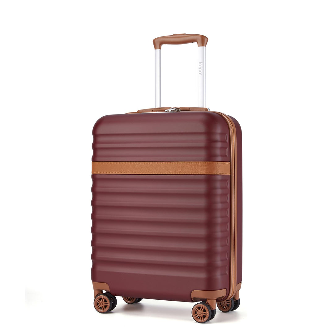 KONO Handgepäck Koffer Trolley Koffer Reisekoffer leicht aus ABS+PC mit 4 Rollen Hartschalenkoffer T
