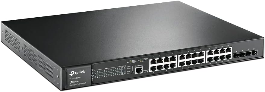 TP-Link TL-SG3428MP 28-Port Gigabit L2+ Managed Switch mit 24 PoE+ Ports, Schwarz, v2.0 & OC200 Omad