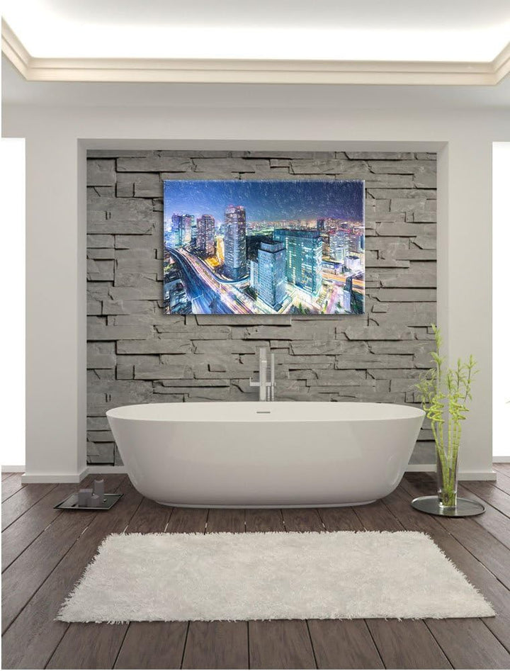 Pixxprint Moderne Architektur in Tokio als Leinwandbild/Grösse: 100x70 cm/Wandbild/Kunstdruck/fertig