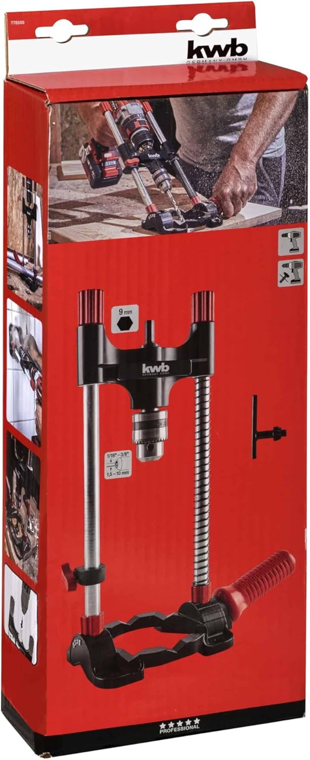 kwb Bohrständer mit Bohrfutter, Sechskant-Antrieb/Mobiler Bohrständer für Akku-Schrauber und Bohrmas