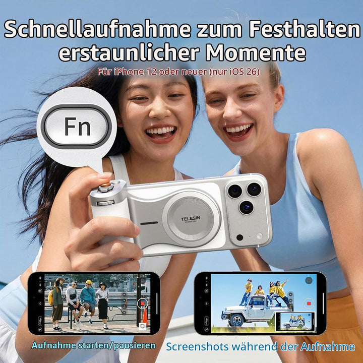 Master Grip Kit für iPhone 17 16 15 14 13 12(iOS 26), Magnetic Kameragriff für Phone, Pro Shot Imagi