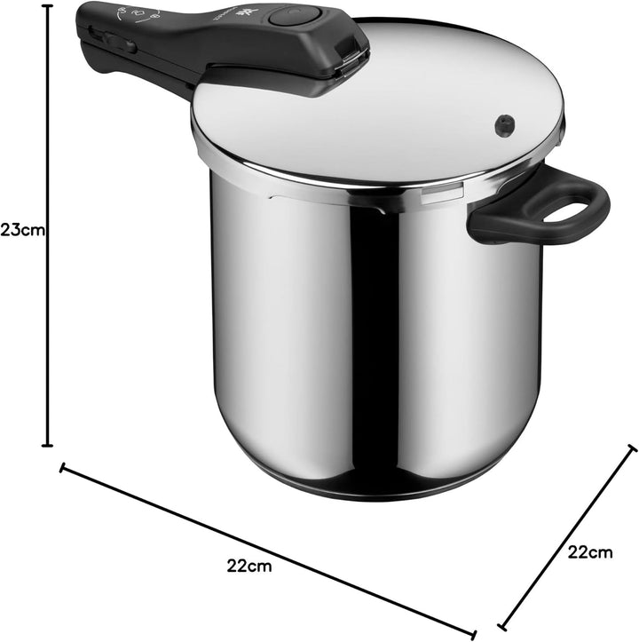 WMF Perfect Schnellkochtopf Set Induktion 2-teilig, Dampfkochtopf 8,5l + 4,5l mit Einsatz, grosses K