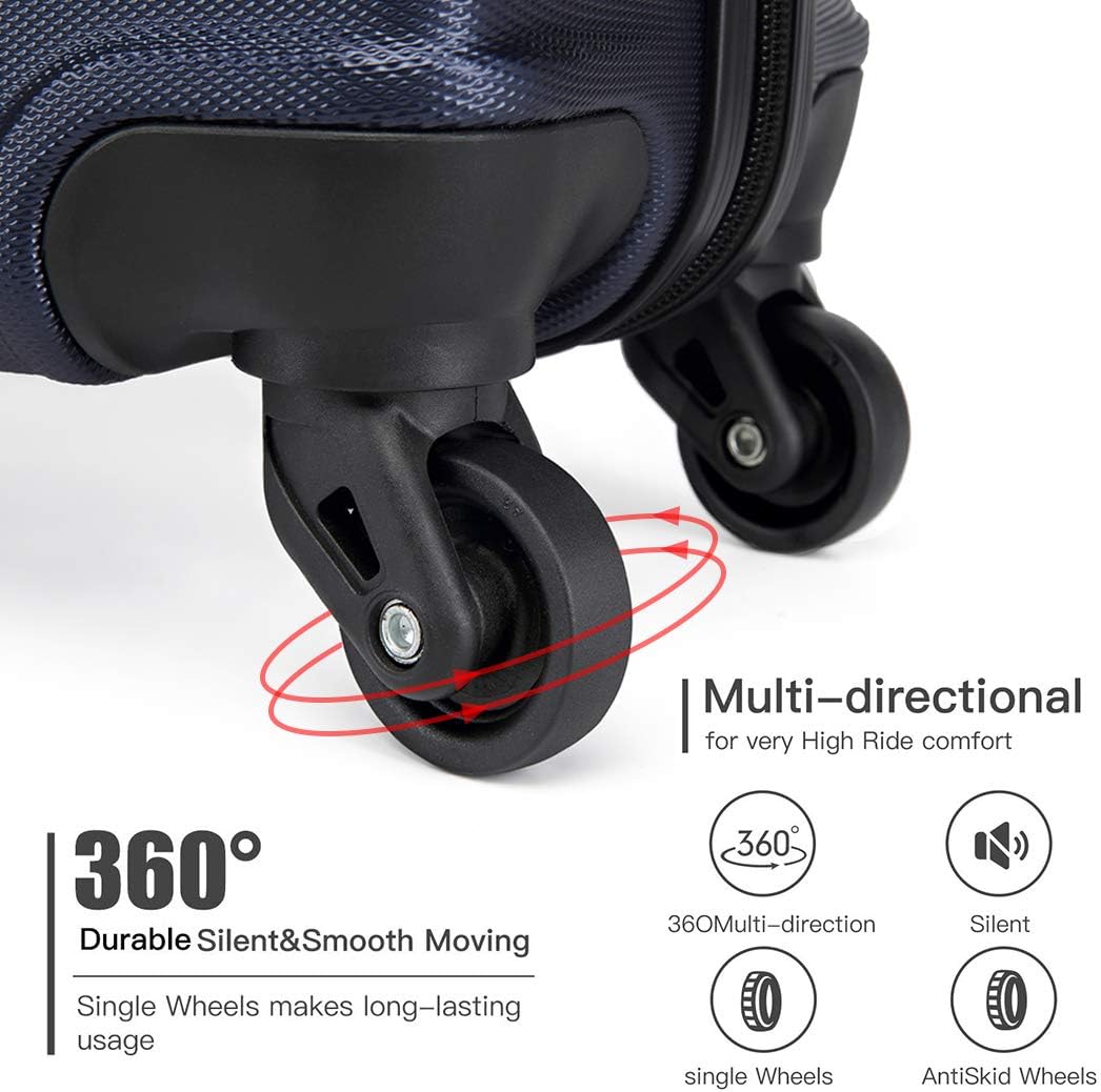 KONO Koffer Trolley Handgepäck Leicht Hartschalenkoffer aus ABS Reisekoffer mit 4 Rollen Gross Koffe