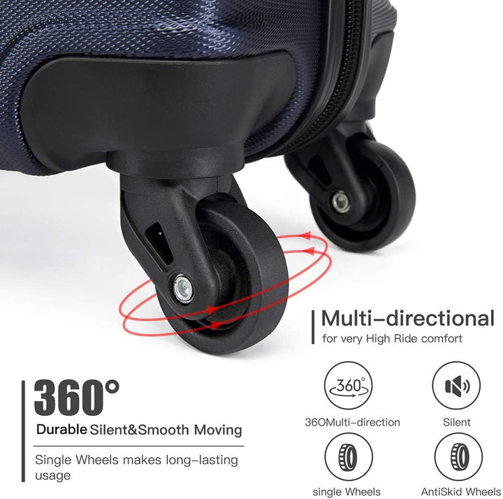 KONO Koffer Trolley Handgepäck Leicht Hartschalenkoffer aus ABS Reisekoffer mit 4 Rollen Gross Koffe