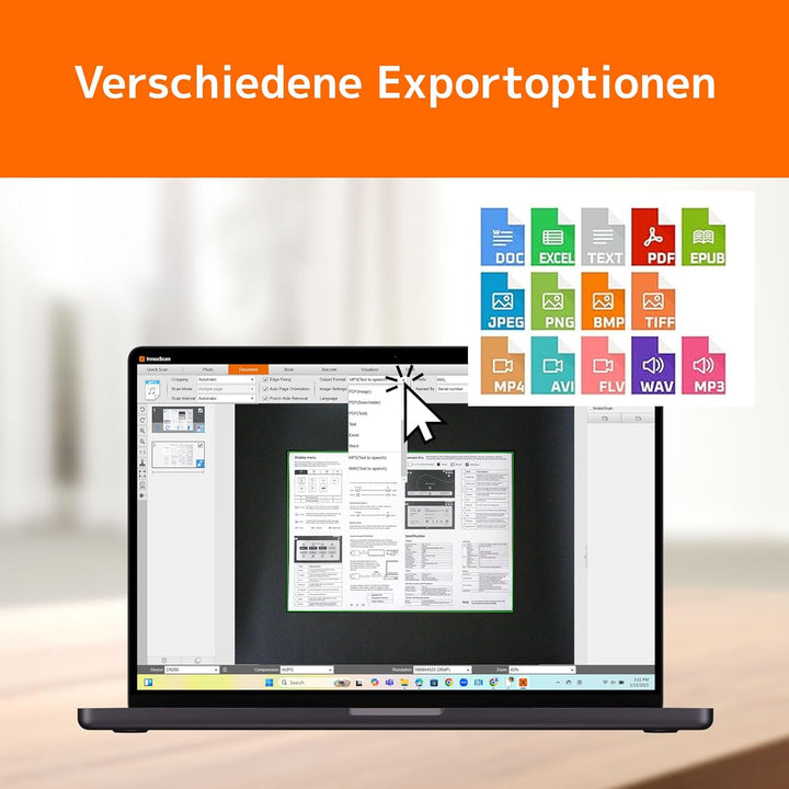 Innex DS200 USB Buchscanner, 20,1MP, A3-Dokumentenscan, OCR 120+ Sprachen, Auto-Glättung & Begradigu