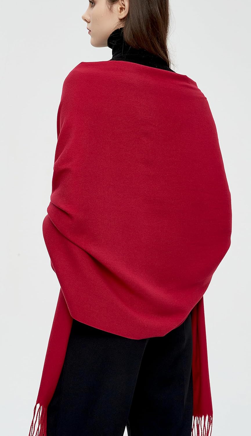 Pashmina Schals und Wraps Schals für Damen Hochzeit Party Winter Warme Lange Solid Color Maroon, Mar