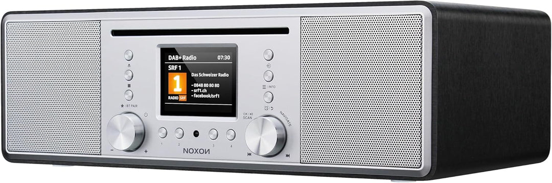 Noxon Furka Silber-Schwarz - DAB+, CD, UKW, Bluetooth, USB, AUX-IN, Stereo, Kopfhöreranschluss Silbe