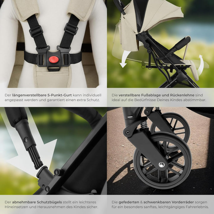 tectake® Buggy Kinderwagen von 0 bis 3 Jahre, Wagen für Baby Erstausstattung Neugeborene und Kinderb