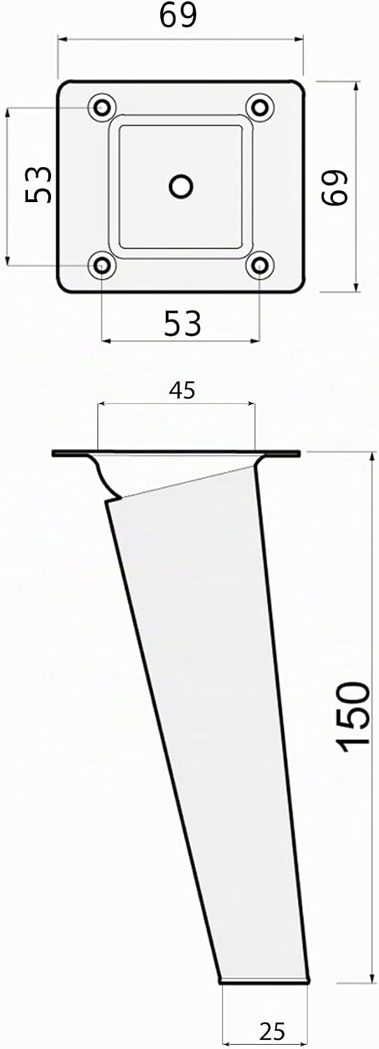 Sossai Möbelfüsse aus Naturholz Buche unbehandelt, Clif Square HMF4, 15 cm hoch, eckig, schräge Ausf