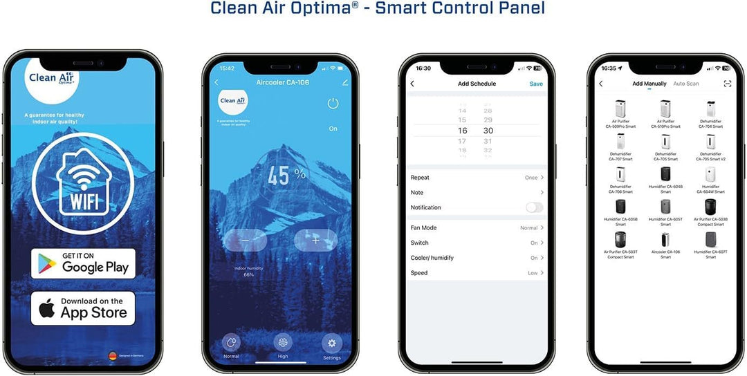 Clean Air Optima CA-106 Smart - 4in1: Luftkühler, Luftreiniger, Luftbefeuchter und Ventilator - Geei