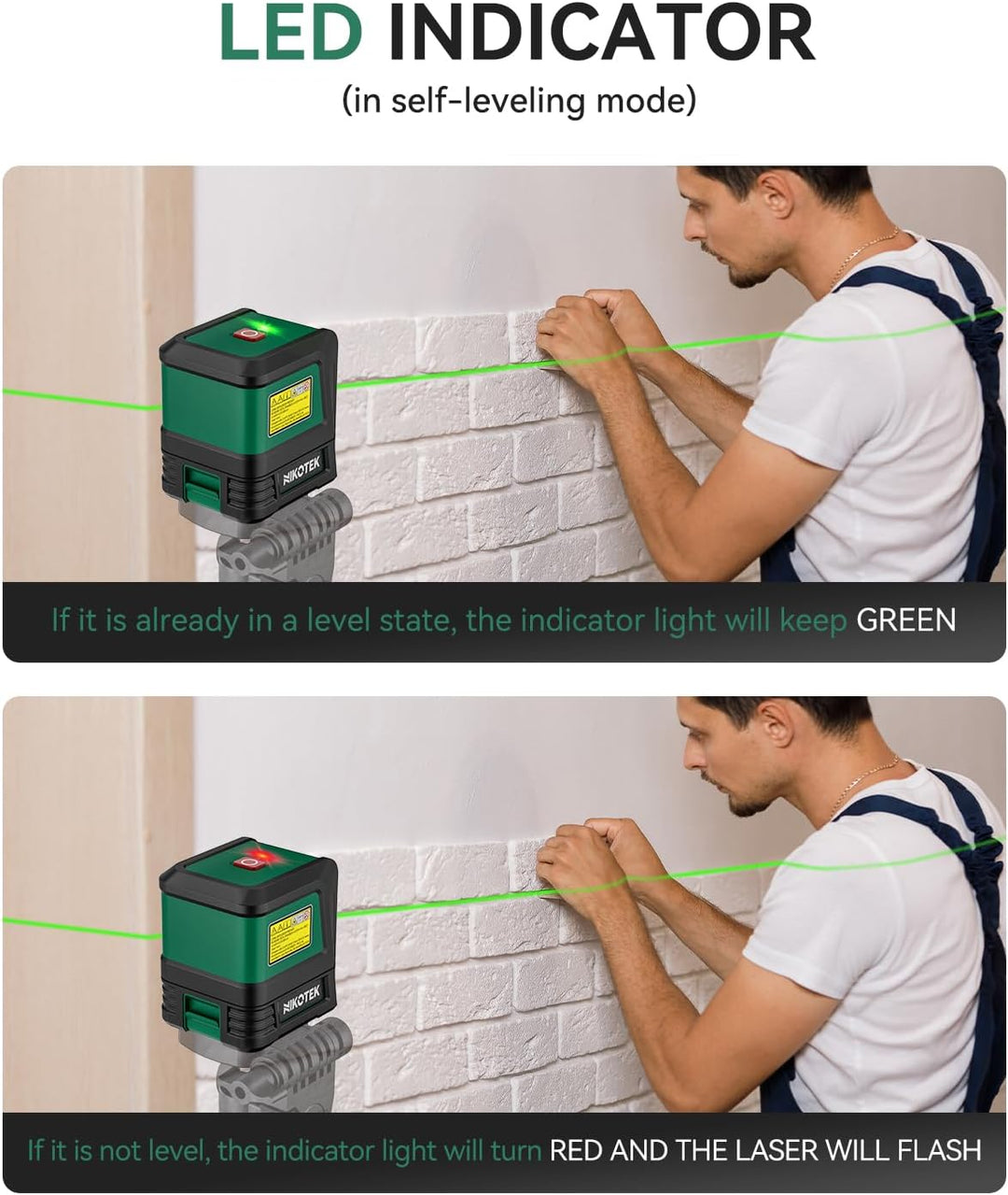 Kreuzlinienlaser, NIKOTEK Laser Wasserwaage (Vertikale/Horizontale Laser, Arbeitsbereich: 15 m, IP54