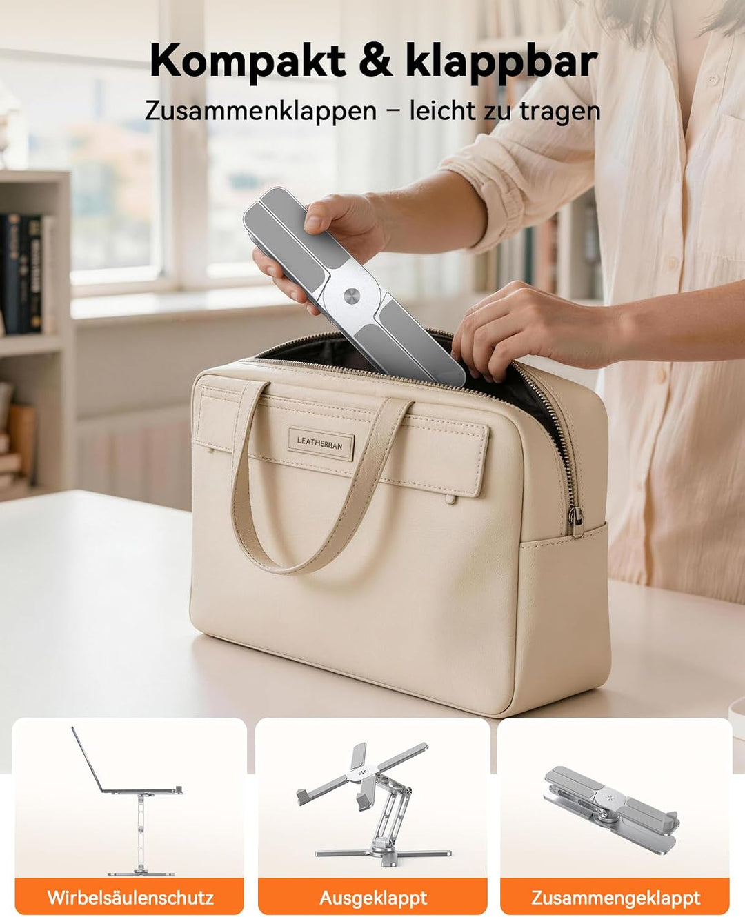 TECKNET Laptop-Ständer mit 360° drehbarer Sockel, ergonomisch höhen- & neigungsverstellbar, klappbar