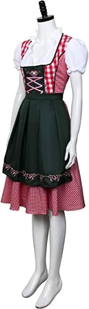 Funhoo Damen Mädchen Oktoberfest Dirndl Kostüm Bayerische Trachten Bayern Trachtenkleid Outfits für