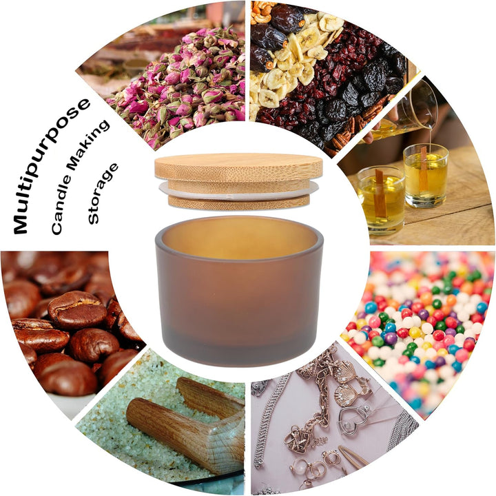 MILIVIXAY 20 Stück 118 ml Milchglas-Kerzengläser mit Deckel und Kerzenherstellungs-Kits – grosse bre