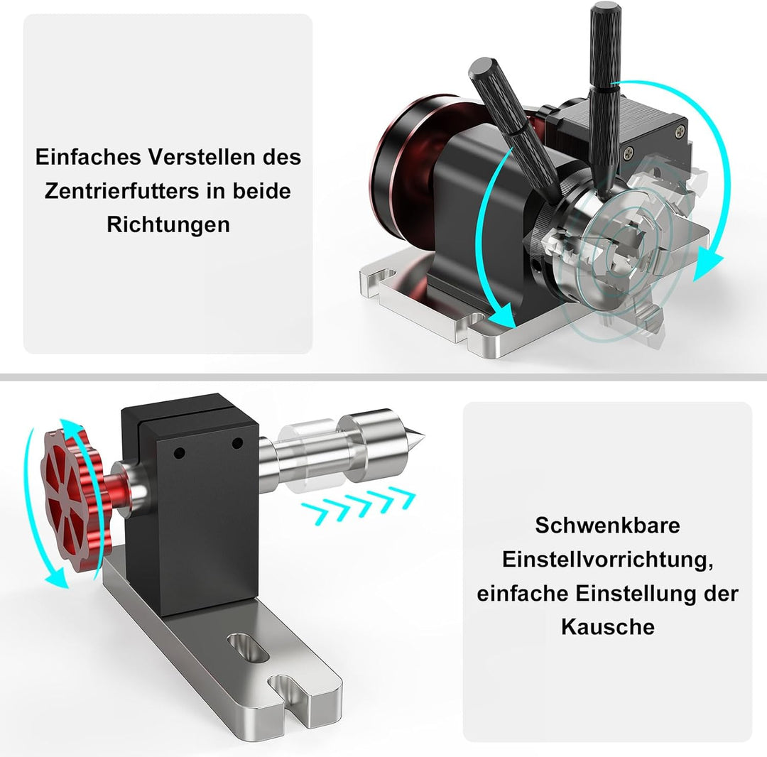 Twotrees CNC-Drehmodul-Kit für TTC450, TTC450 Pro, Lasergravierer Y-Achsen-Drehwalze mit 360°-Drehun