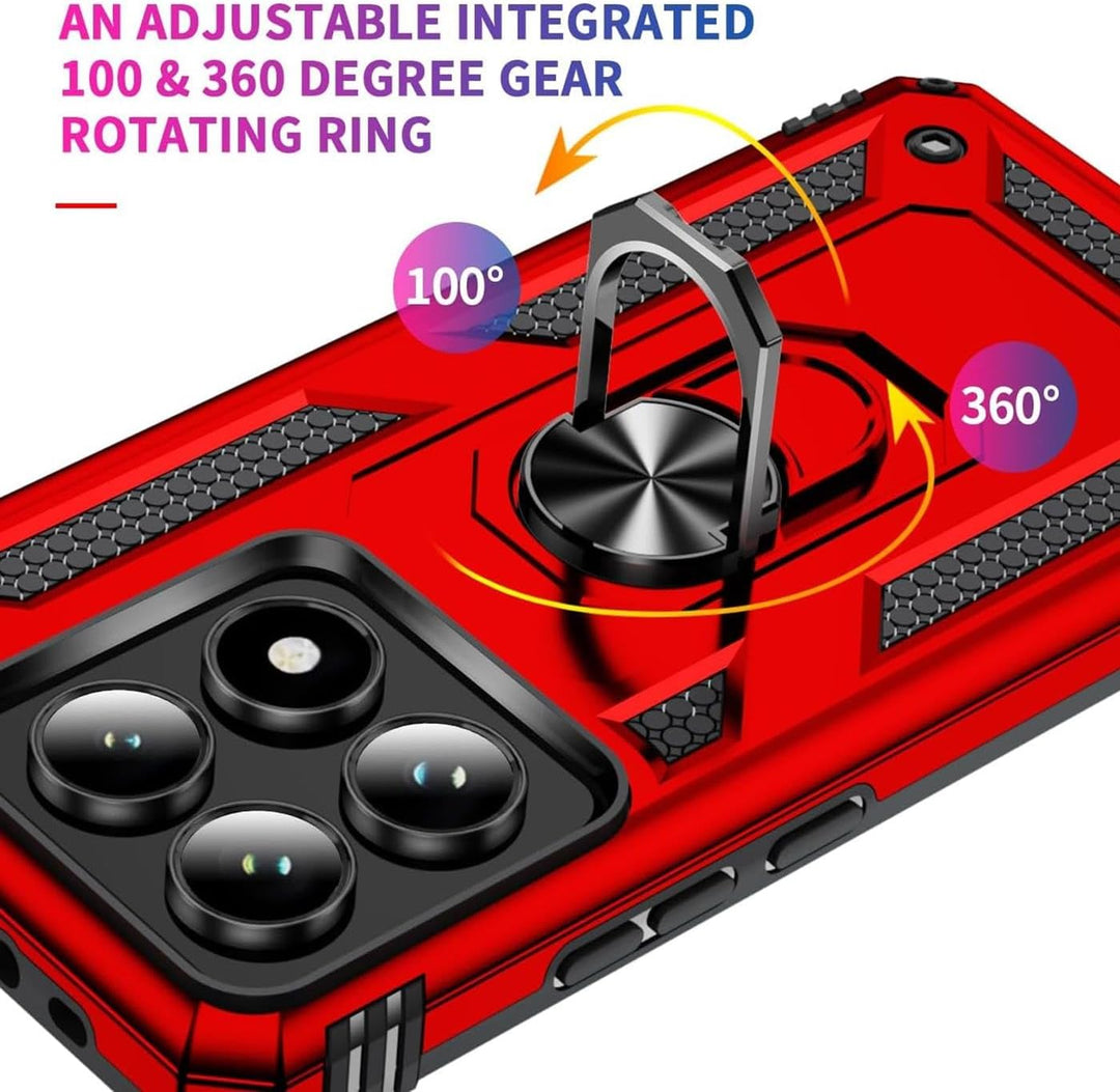 Verco Hybrid Armor Shield Case für Xiaomi 14T Hülle, extrem robust mit Magnet Fingerring Halter Hand