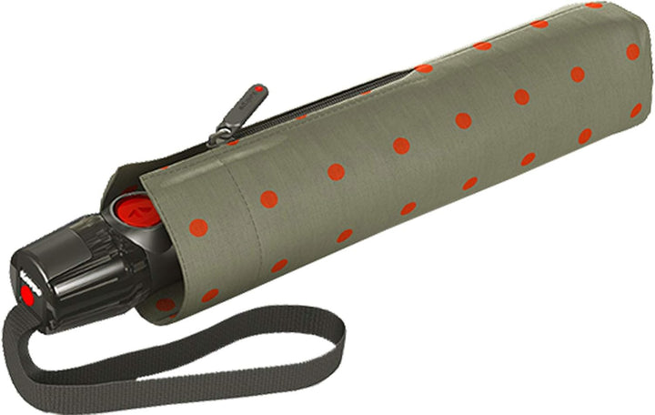 Knirps Taschenschirm T.200 Duomatic Dots – Auf-Zu-Automatik – Sturmfest – Windproof – Punkte-Design