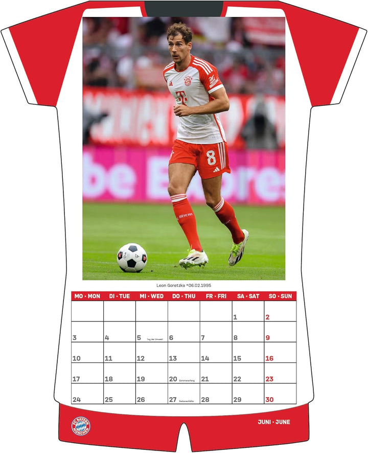 FC Bayern München 2024 - Trikotkalender - Wand-Kalender - Fan-Kalender - Fussball-Kalender - 34,1x42