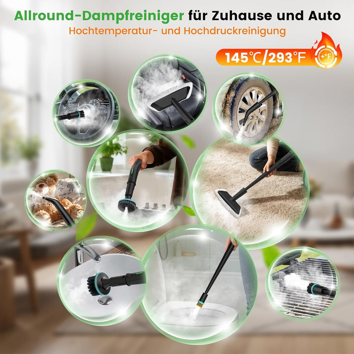 Granarbol 1.8L Dampfreiniger, 2500W Steam Cleaner - 8s Heizung 275°F/145°C, Entfernt Fett mit 18PCS