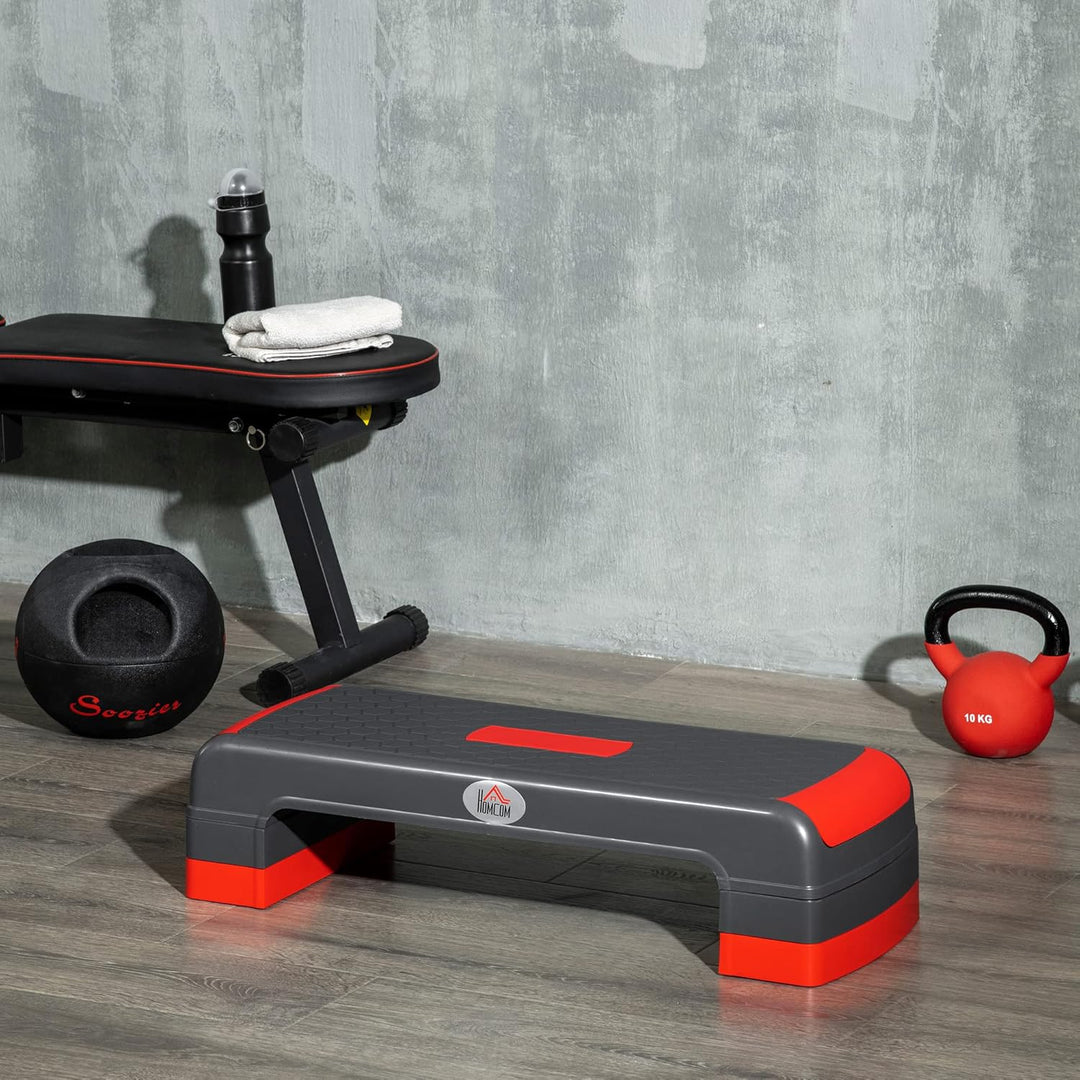 HOMCOM Aerobic-Stepper Steppbrett höhenverstellbar Fitness Heimtrainer mit 3 Stufen (10/15/20 cm) In