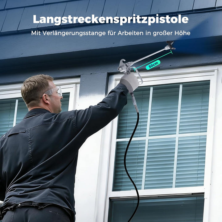 Hochleistungs Airless Farbsprühsystem, 3300PSI 1010W Airless Farbsprühgerät, 1,5L/min, 7,5m Schlauch