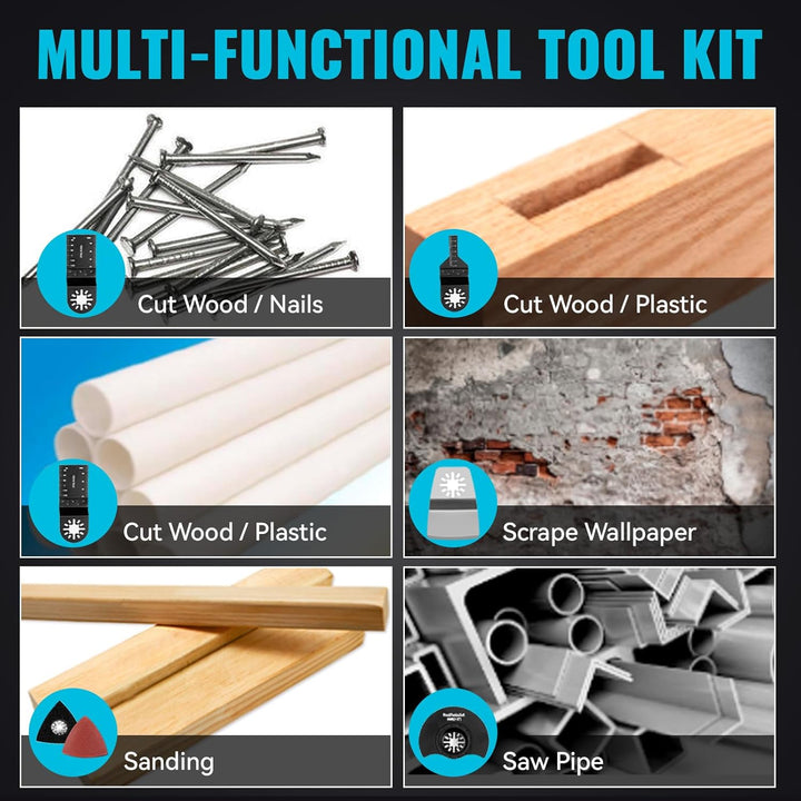ONEVAN Akku Multifunktionswerkzeug, 2 * 4.0Ah Akkus, Multitool Oszillationswerkzeug, 22 Zubehör, 4°O