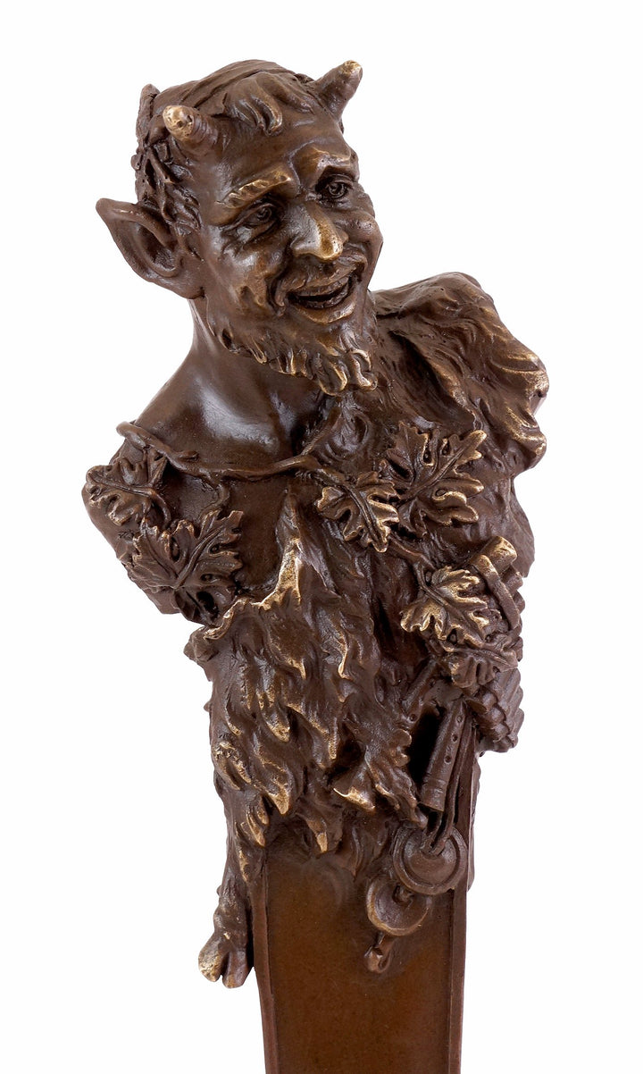Kunst & Ambiente - Wiener Bronze Figur - Faun Büste/Teufel/Satyr - Bergmann Stempel - Bronzefigur -